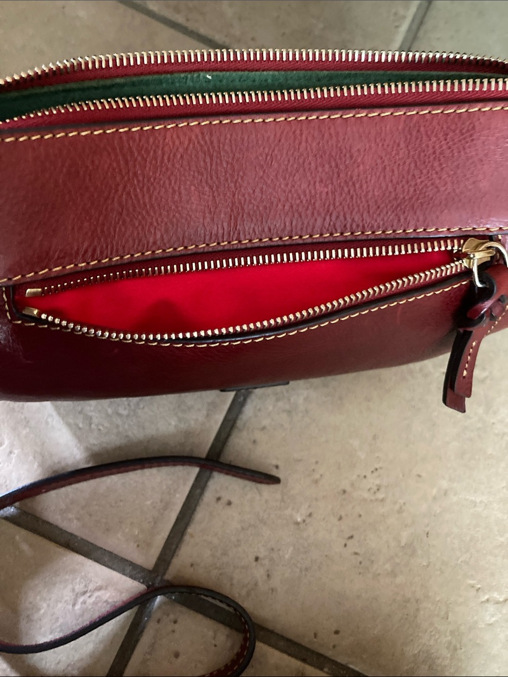 Dooney & Bourke Burgundy Leather Crossbody with Brass Hardware - Picture 8 of 14
